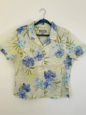 Jams World Cream Hawaiian Button-Up Short sleeve Shirt Size L